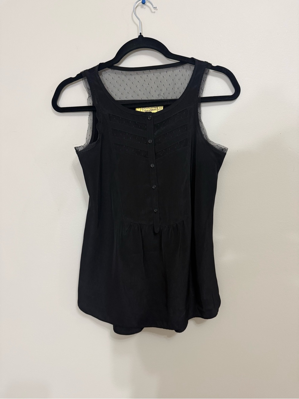 Princess Vera Wang Chic Sleeveless Black Lace Yoke Women’s Size XS Top, EUC